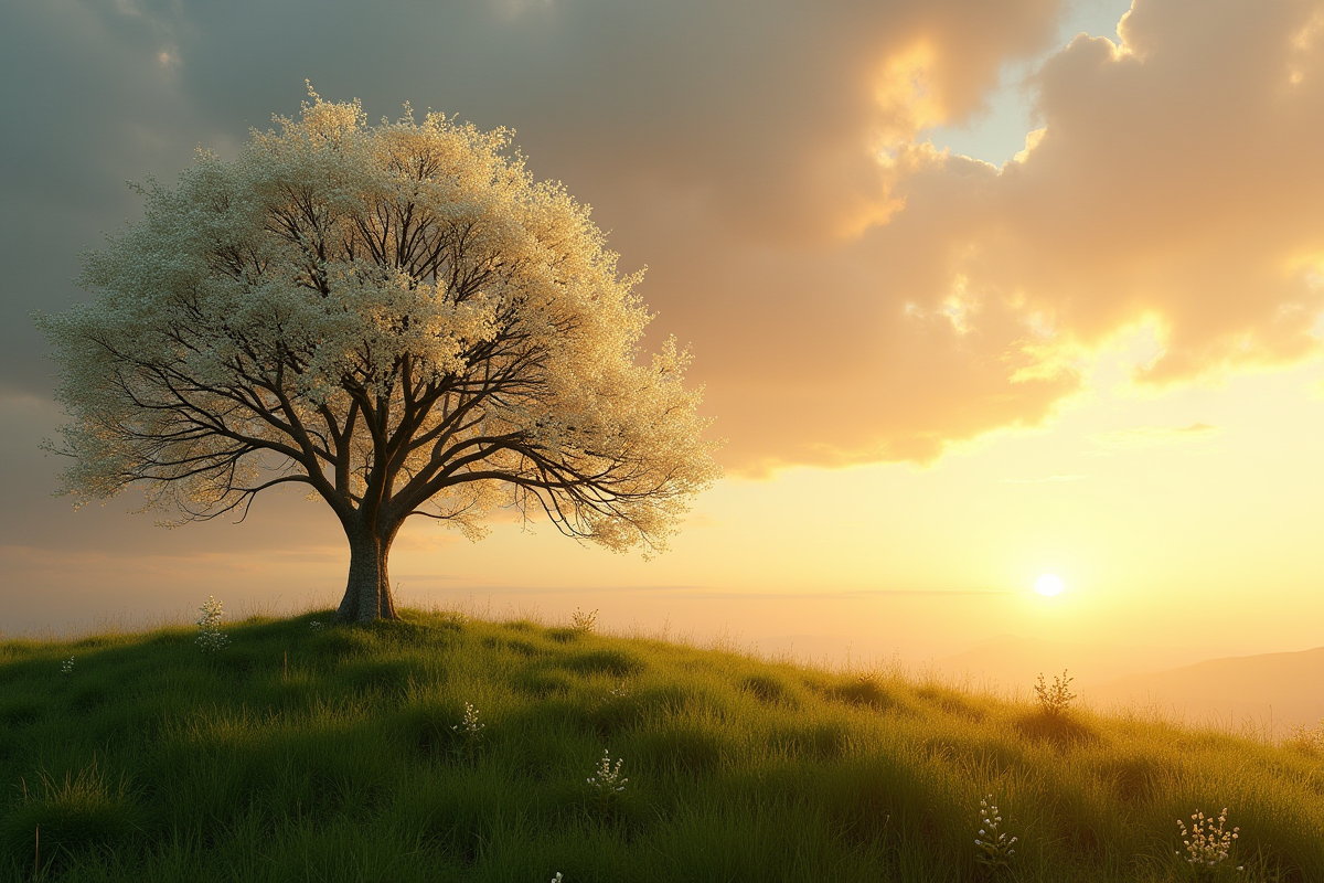 Arbre blanc en haut d