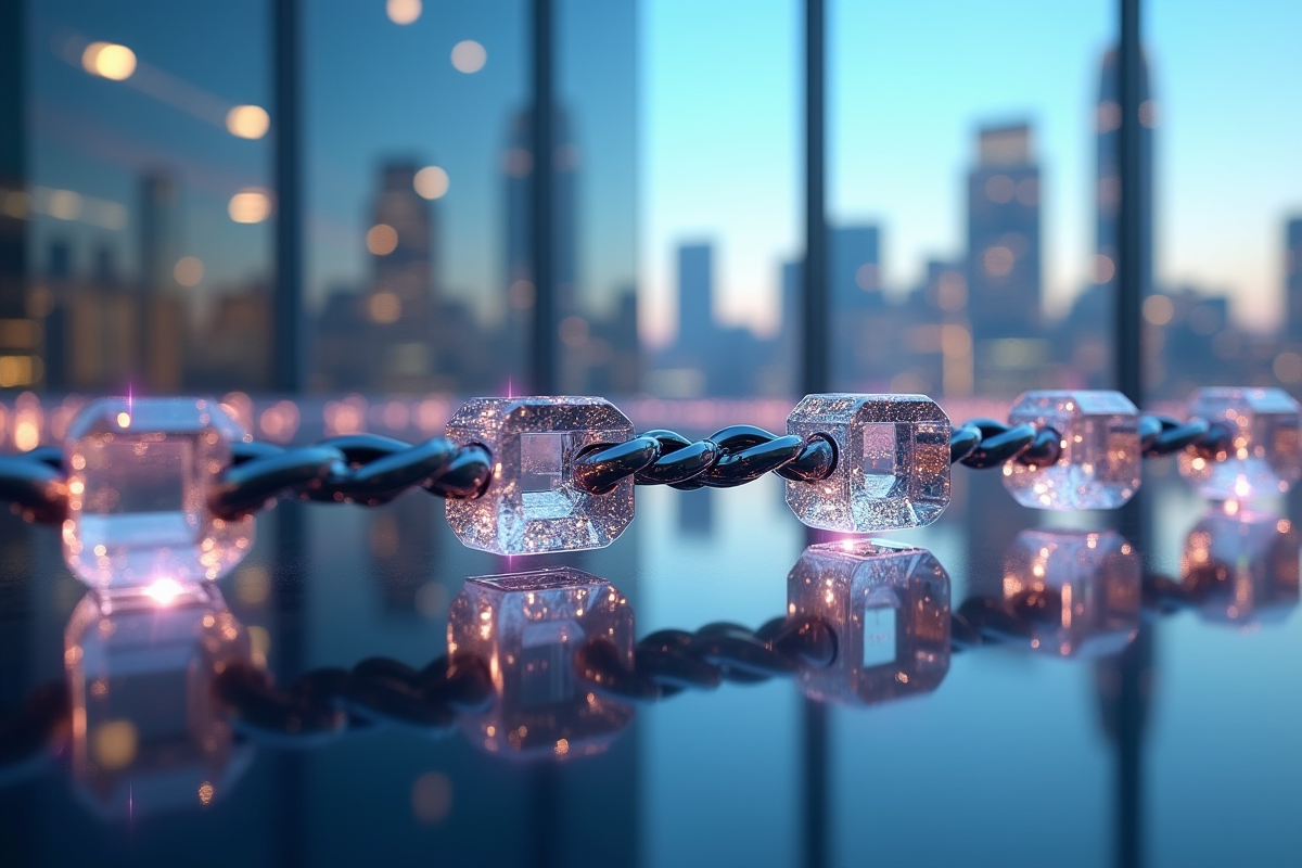 Chaîne physique se transformant en cubes numériques lumineux