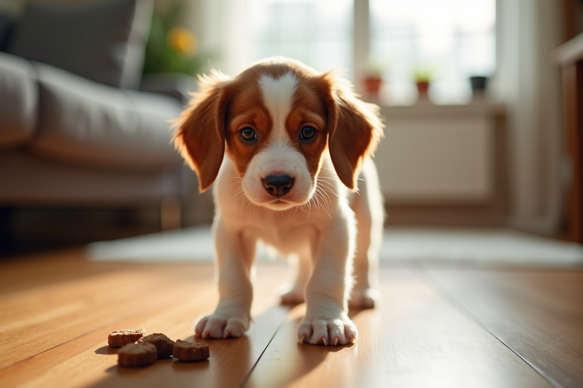 Chiot Brittany Spaniel en entraînement à l
