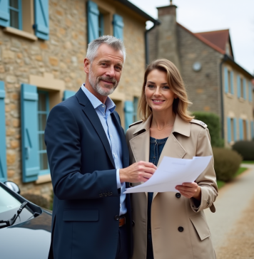 Acheter maison en France en étant non résident : conditions et démarches à suivre Couple en immobilier devant maison de village