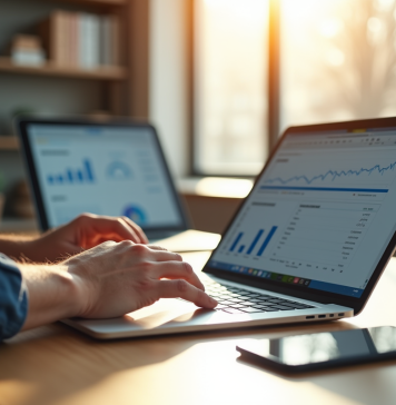 Support numérique : définition, enjeux et applications modernes Espace de travail moderne avec ordinateur et tablette lumineux