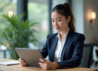 ETF éthiques : découvrez leur fonctionnement et leurs avantages Jeune femme professionnelle analysant des graphiques ETF dans un bureau moderne