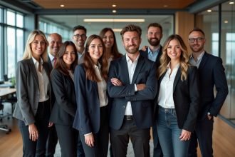 Groupe de professionnels divers dans un bureau moderne