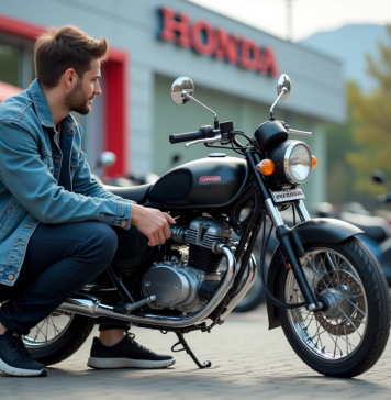 Prix Honda Dax 125 : les critères pour bien choisir votre modèle Jeune homme examine une moto Honda Dax 125 en extérieur