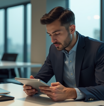 Fintech : quels éléments clés pour comprendre cette innovation ? Jeune homme professionnel utilisant une tablette dans un bureau moderne