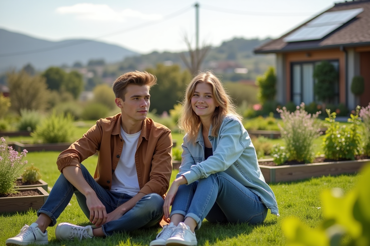 Jeunes dans jardin communautaire d