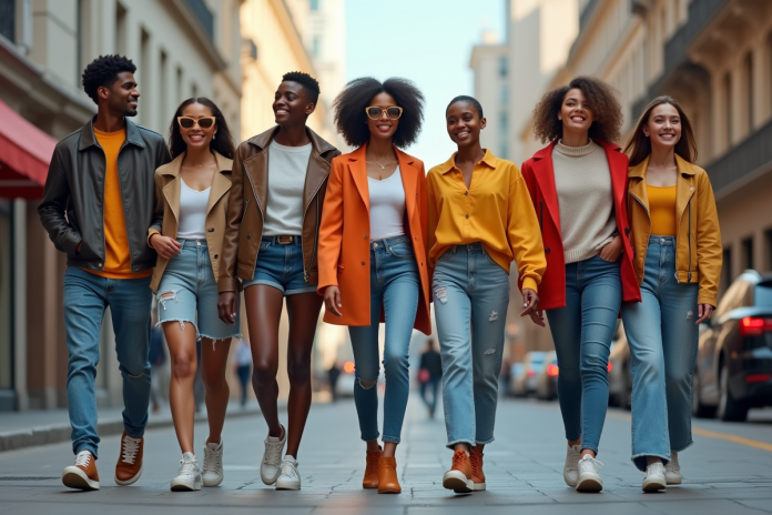 jeunes-urbains-mode-ville Groupe de jeunes adultes en mode dans une ville dynamique