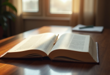 Livre juridique ouvert sur un bureau en bois brillant avec article 544