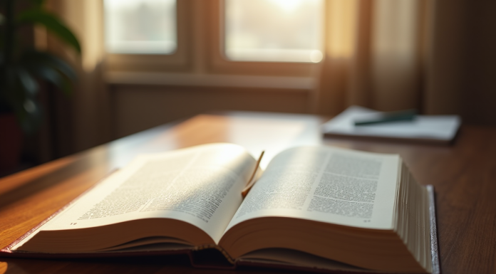 Livre juridique ouvert sur un bureau en bois brillant avec article 544