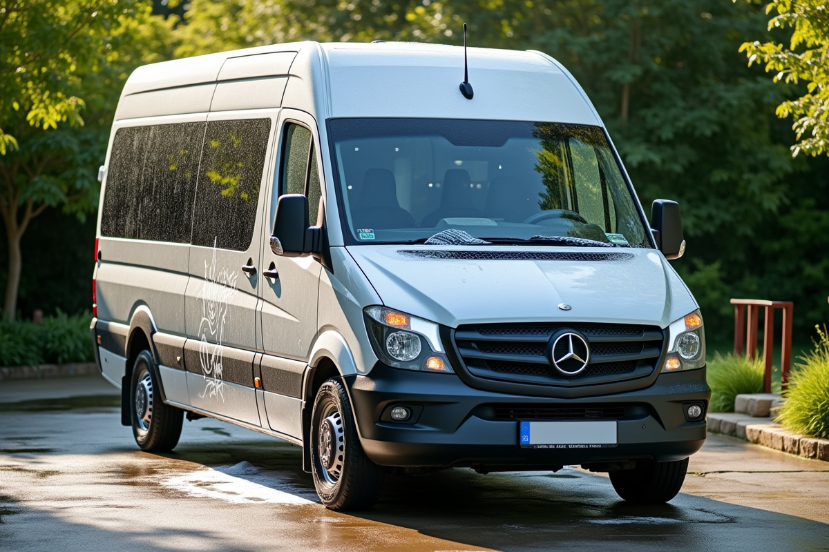 Minibus 15 places propre et brillant à l'extérieur