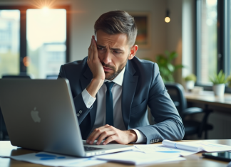 Personne d affaires déçue regardant des graphiques financiers en baisse