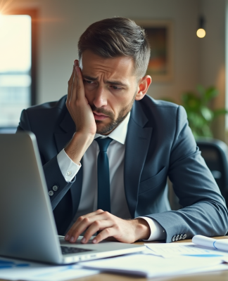 Personne d affaires déçue regardant des graphiques financiers en baisse