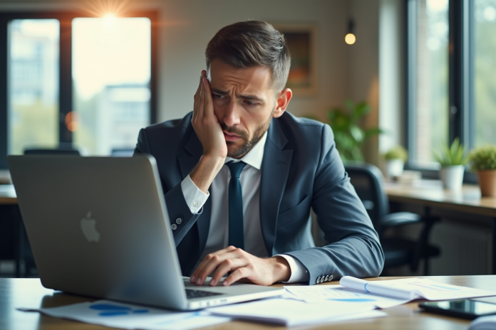 Personne d affaires déçue regardant des graphiques financiers en baisse